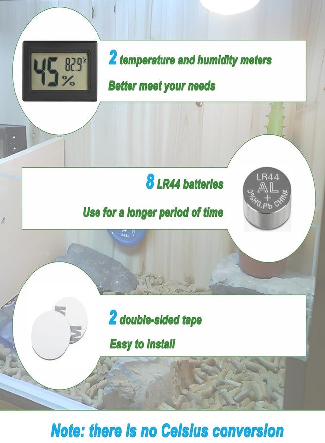 Serundo Auto Reptile Thermometer and Humidity Gauge Digtal Terrarium Thermometer Rectangle Bearded Dragon Cage Accessories Reptile Temp and Humidity Gauge for Leopard Gecko Hermit Crab Gecko Lizard Etc 2pc - Image 4